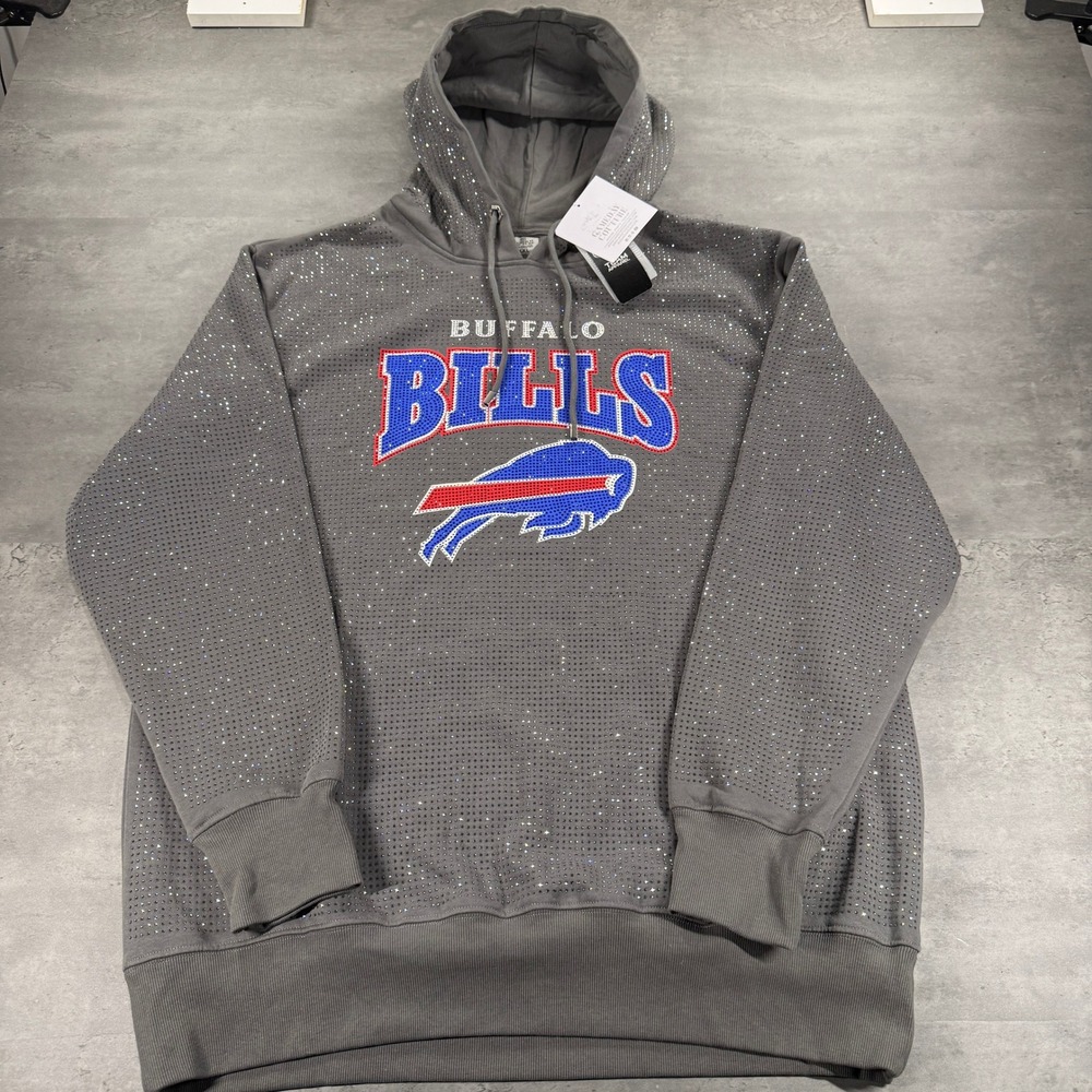 Buffalo Bills Gameday Couture Hoodie Women XXL Gray NFL Football Rhinestone $85